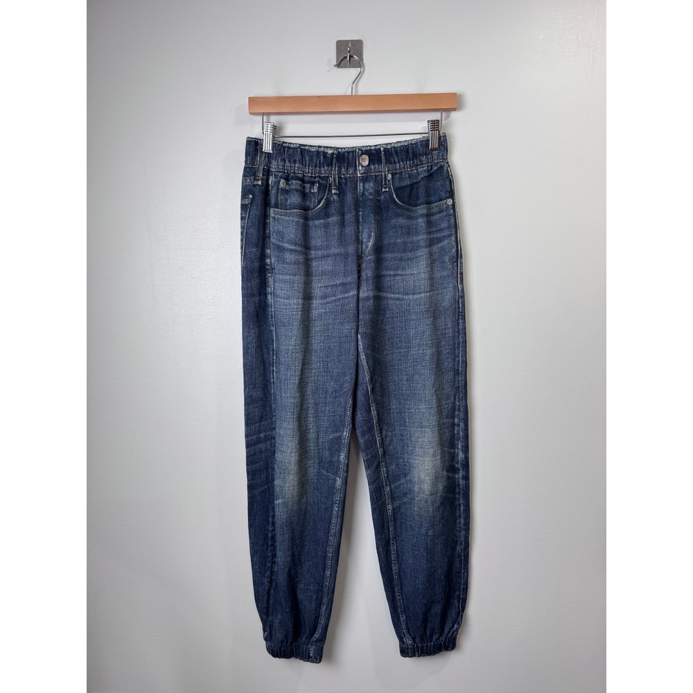 Rag & Bone Women Blue Miramar Denim Print Cotton Terry Joggers Small